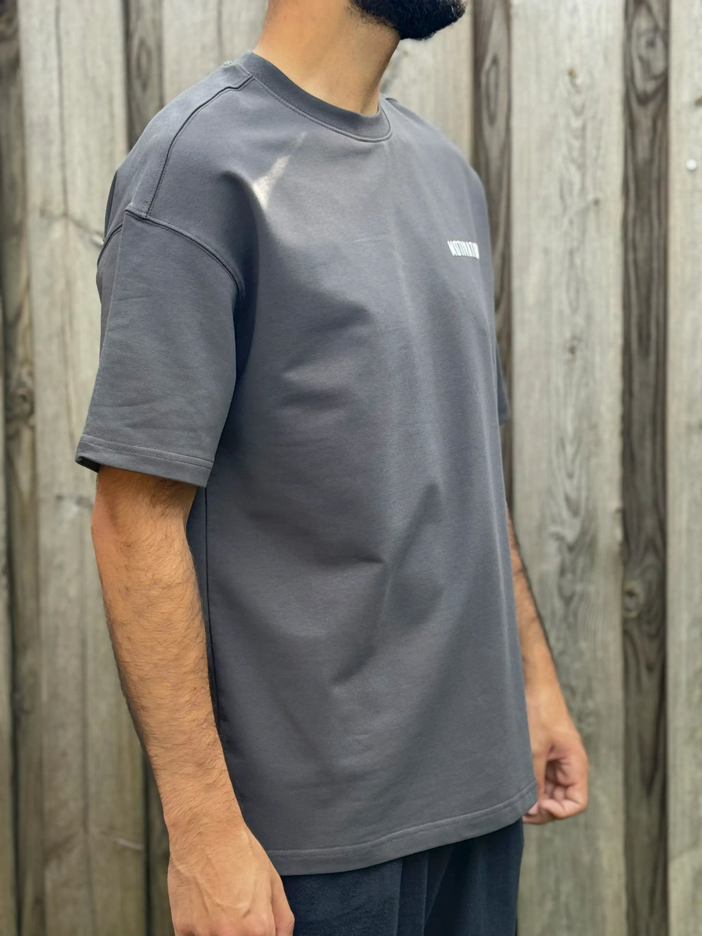 Charcoal Half-Oversize T-Shirt – Motivation Back Print