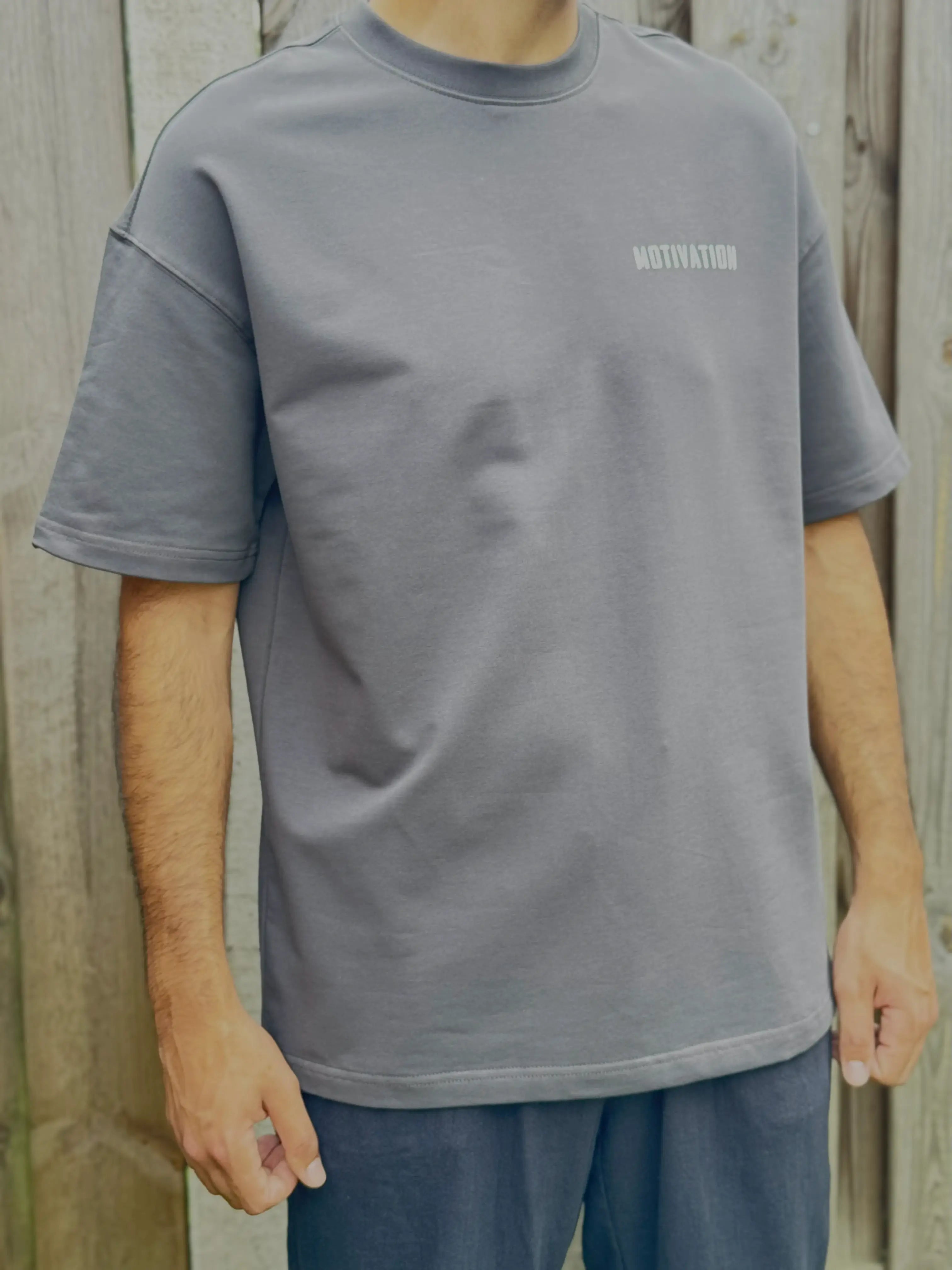Charcoal Half-Oversize T-Shirt – Motivation Back Print