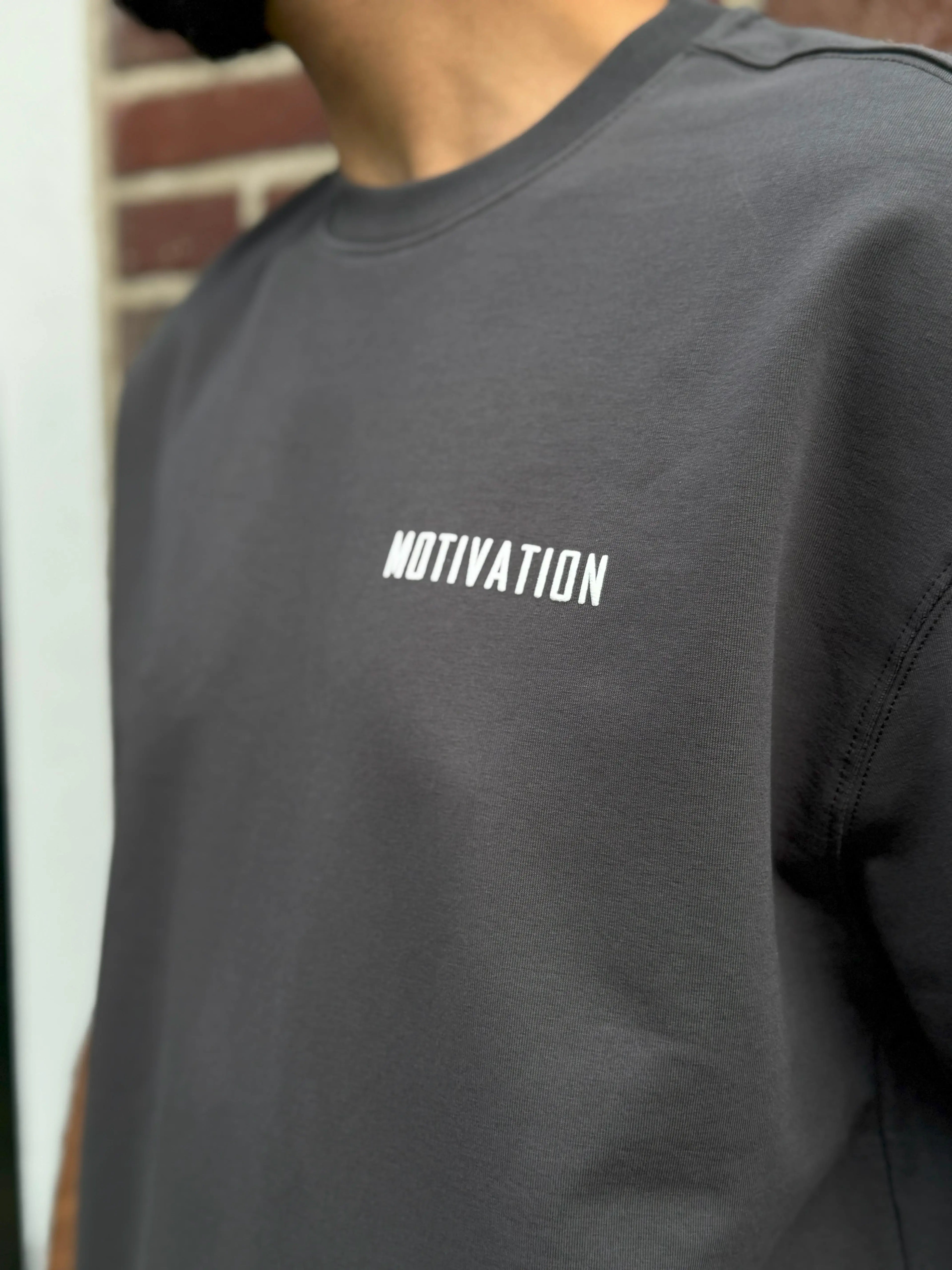 Charcoal Half-Oversize T-Shirt – Motivation Back Print