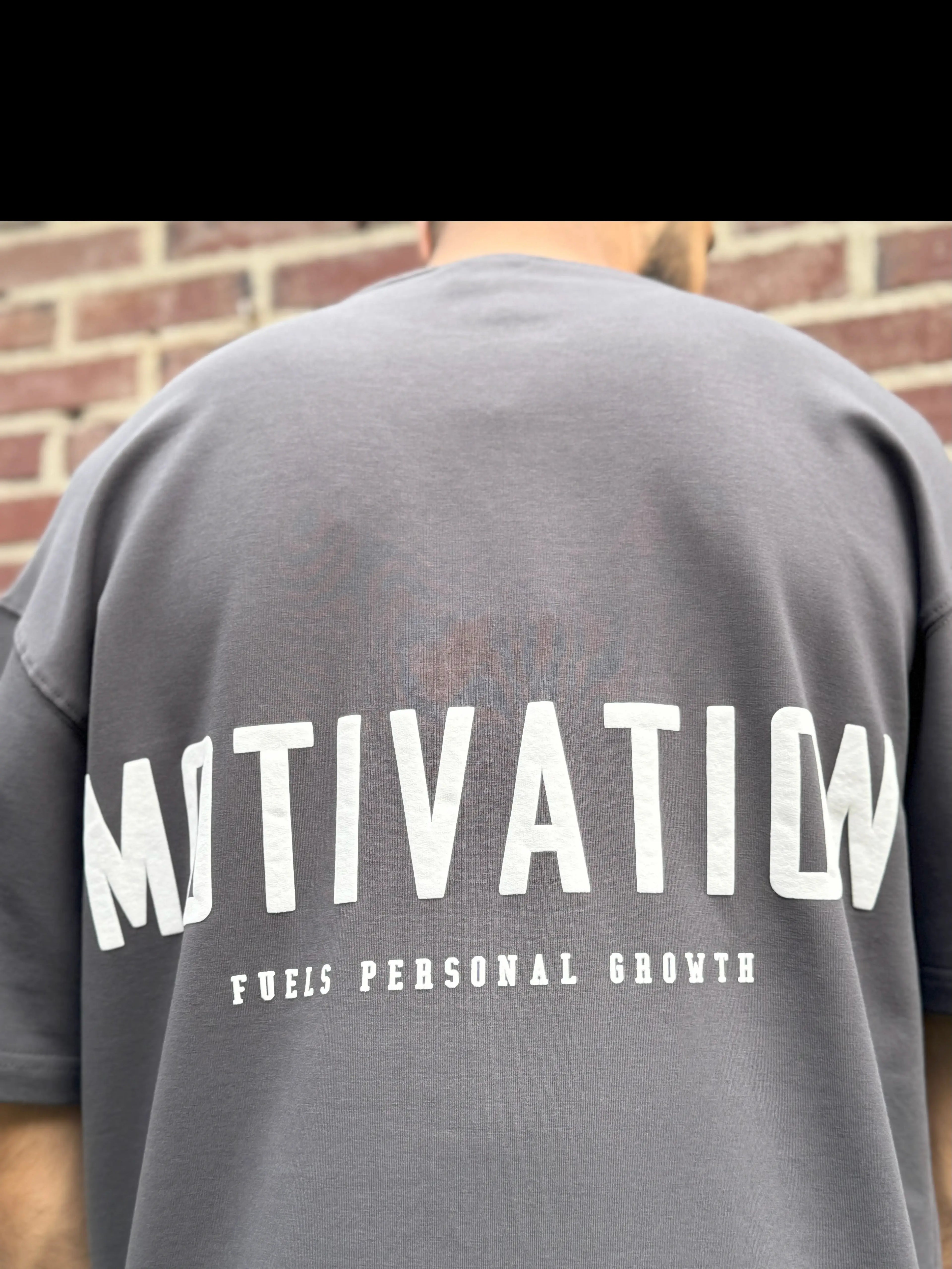 Charcoal Half-Oversize T-Shirt – Motivation Back Print