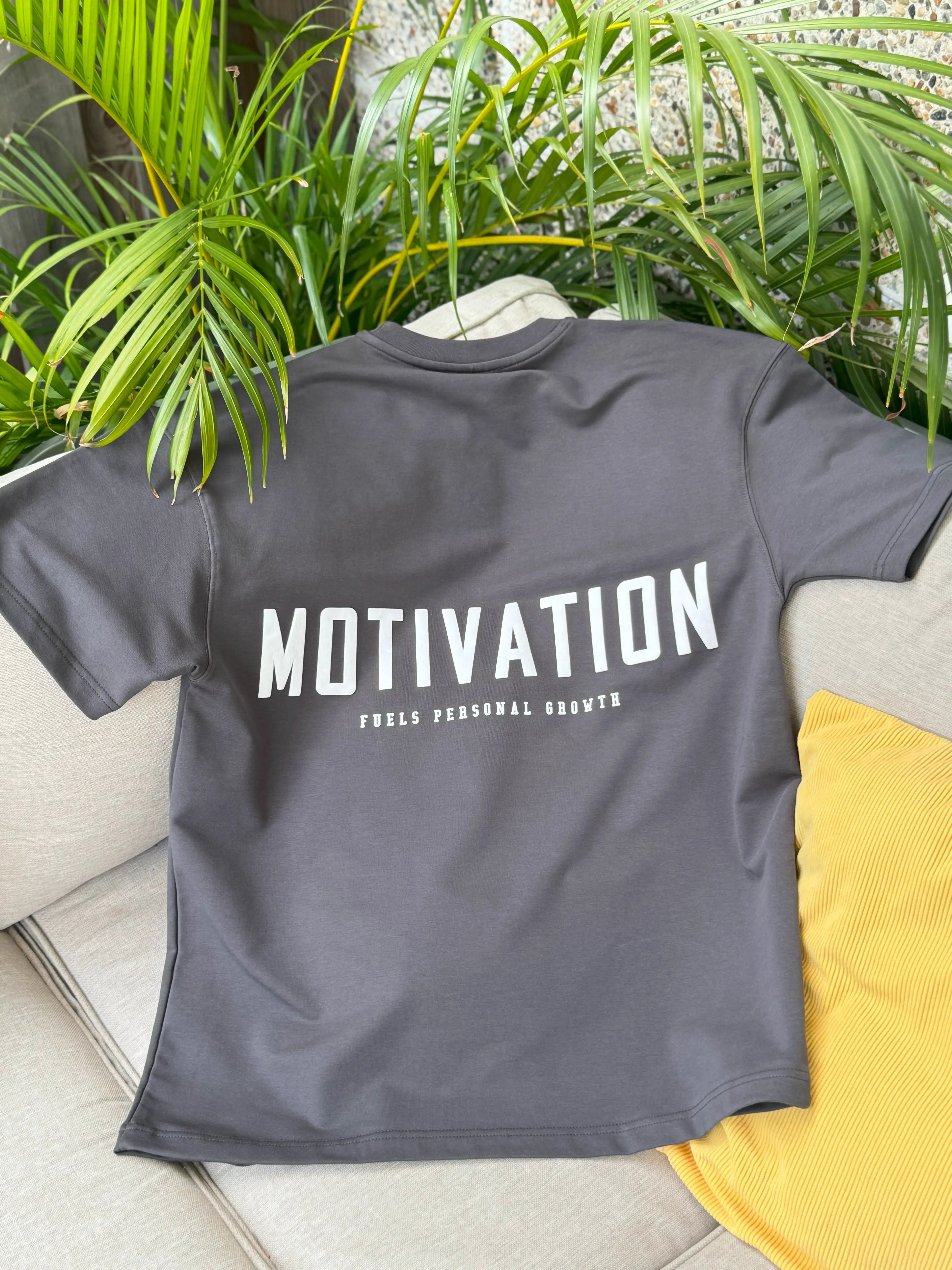 Charcoal Half-Oversize T-Shirt – Motivation Back Print