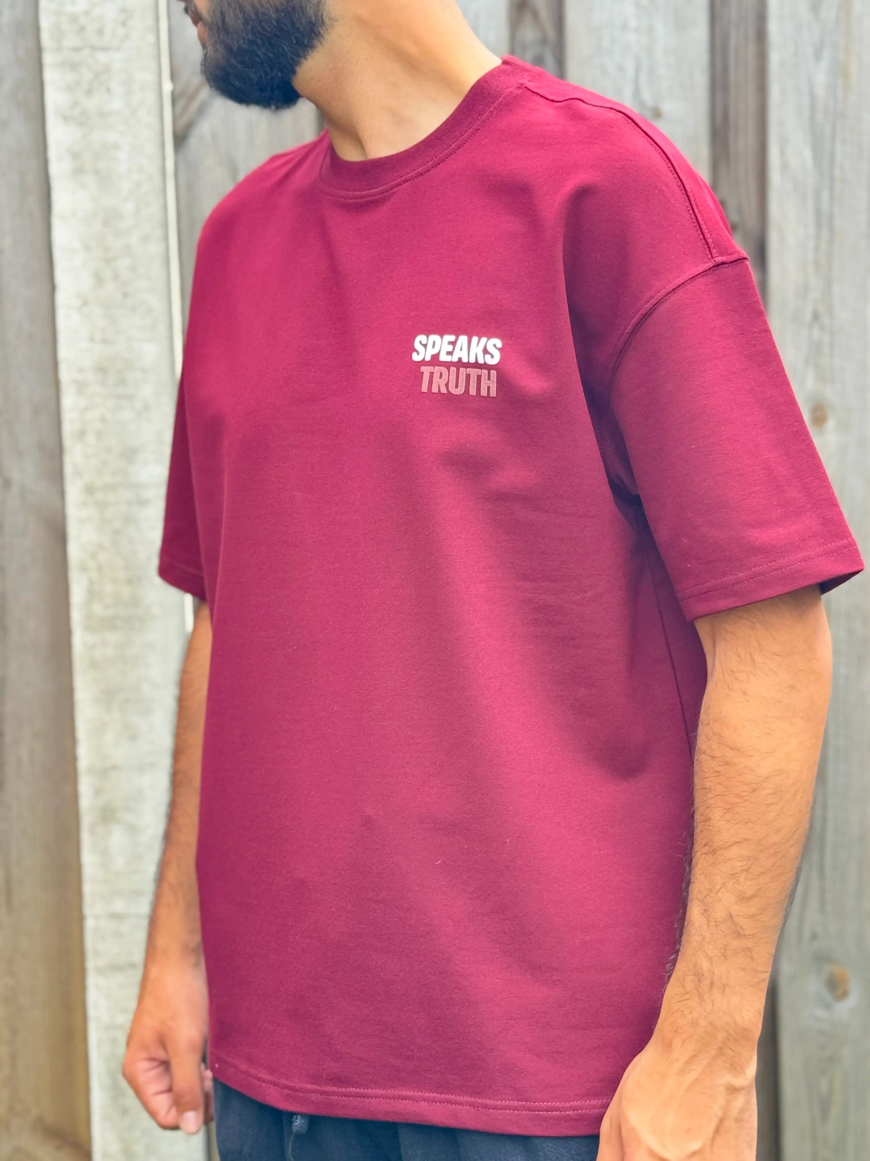 Burgundy Half-Oversize T-Shirt – Universe Print