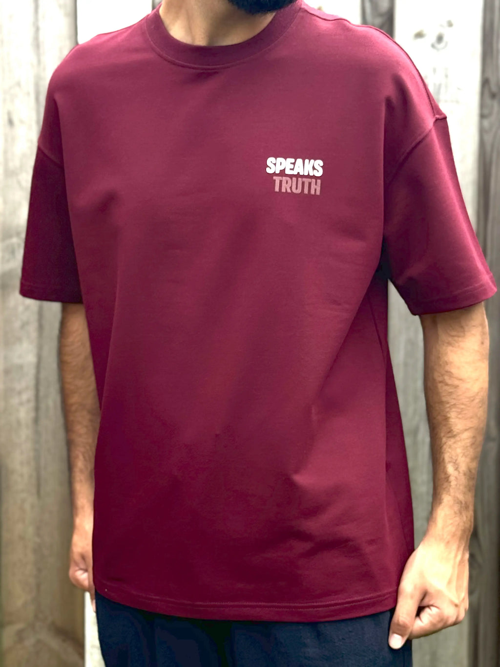 Burgundy Half-Oversize T-Shirt – Universe Print