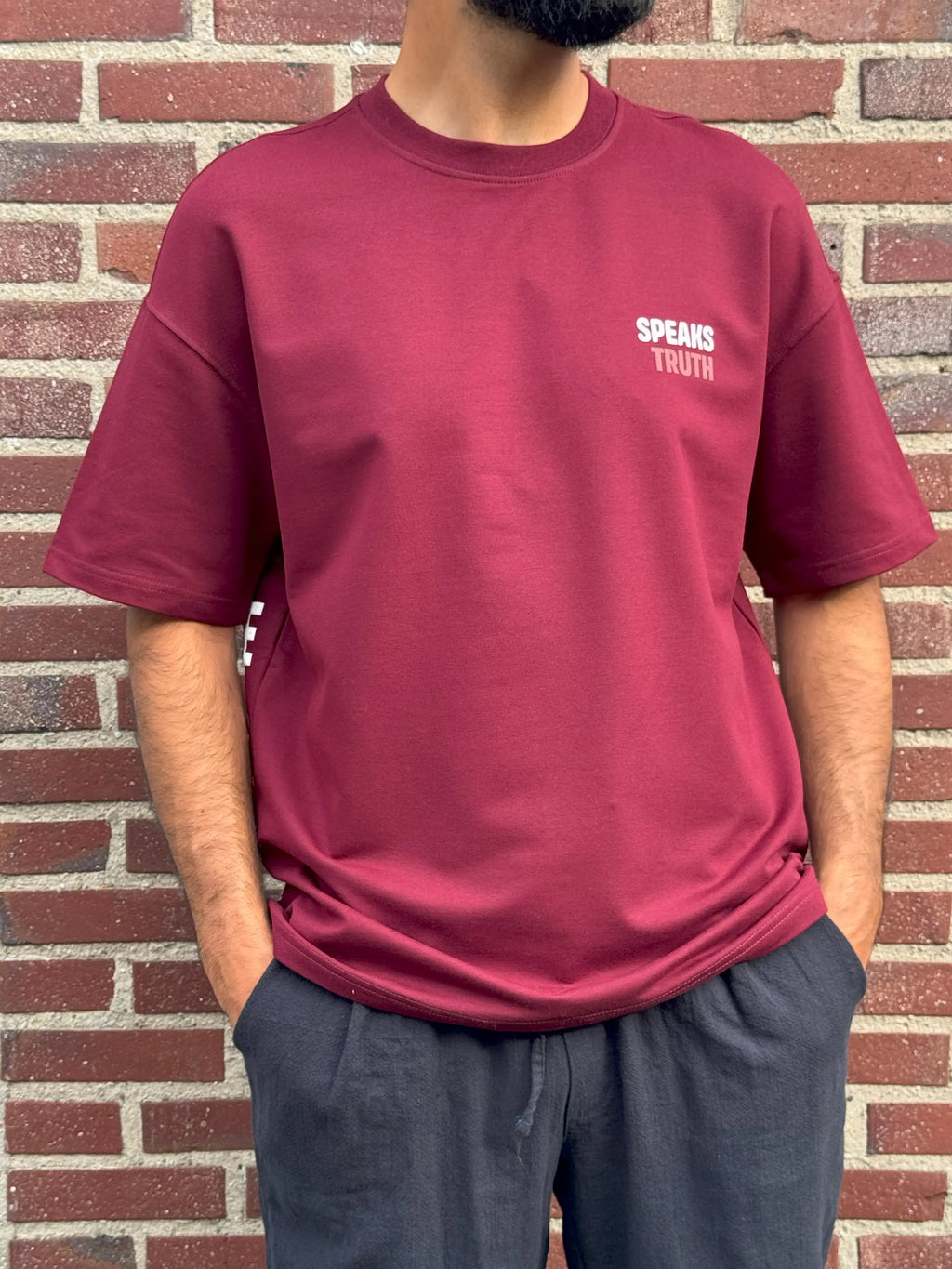 Burgundy Half-Oversize T-Shirt – Universe Print