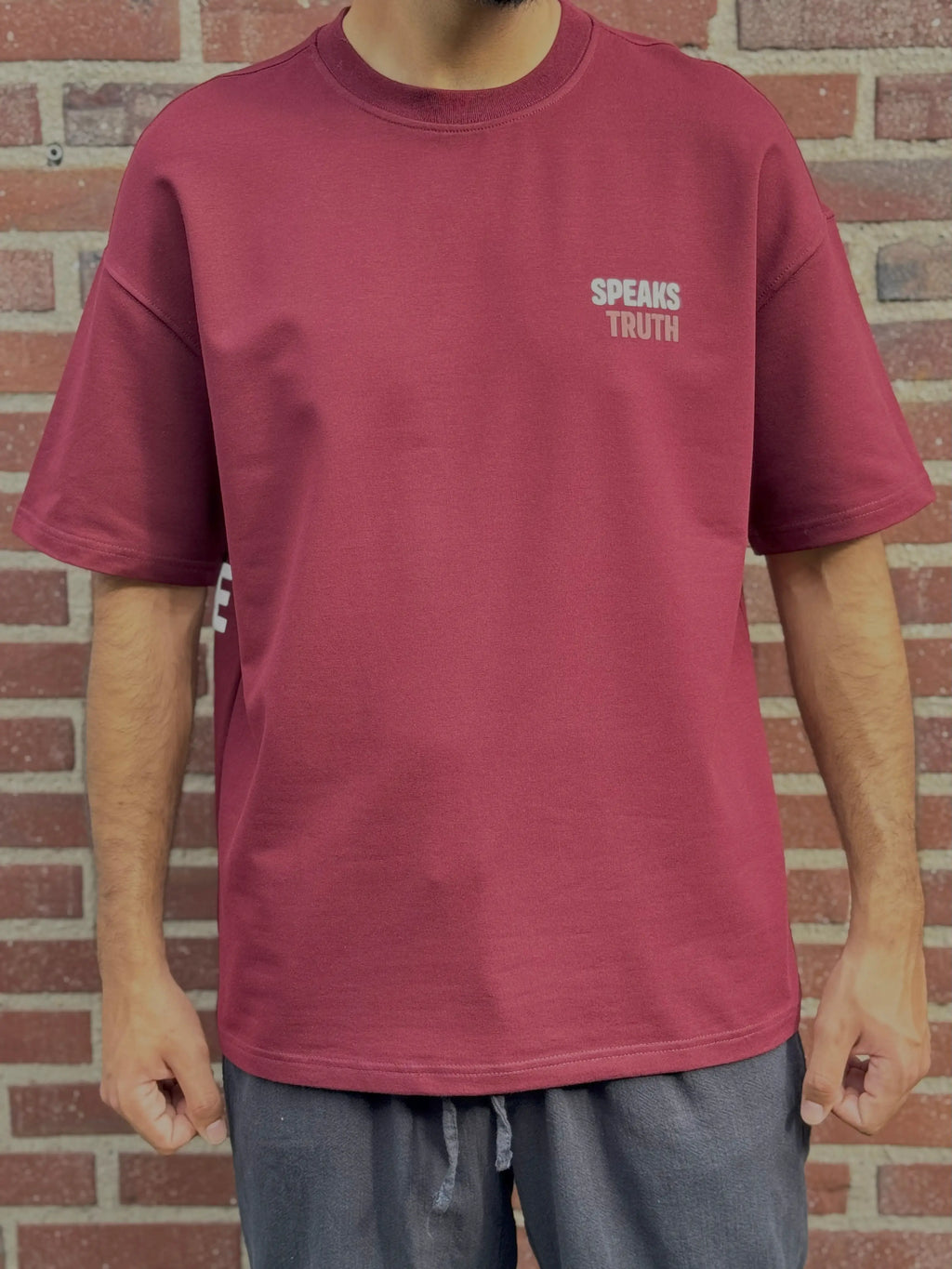 Burgundy Half-Oversize T-Shirt – Universe Print