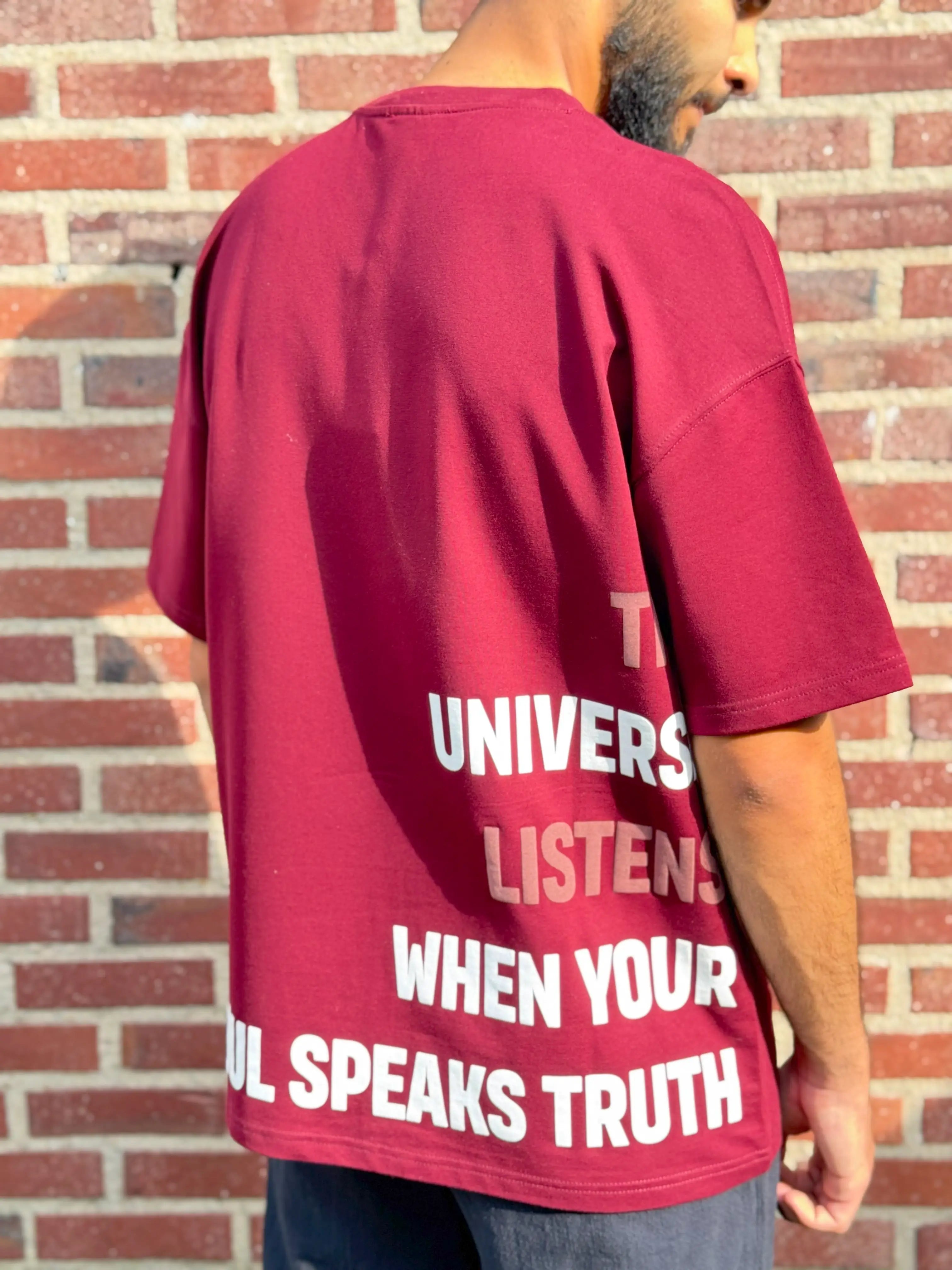 Burgundy Half-Oversize T-Shirt – Universe Print