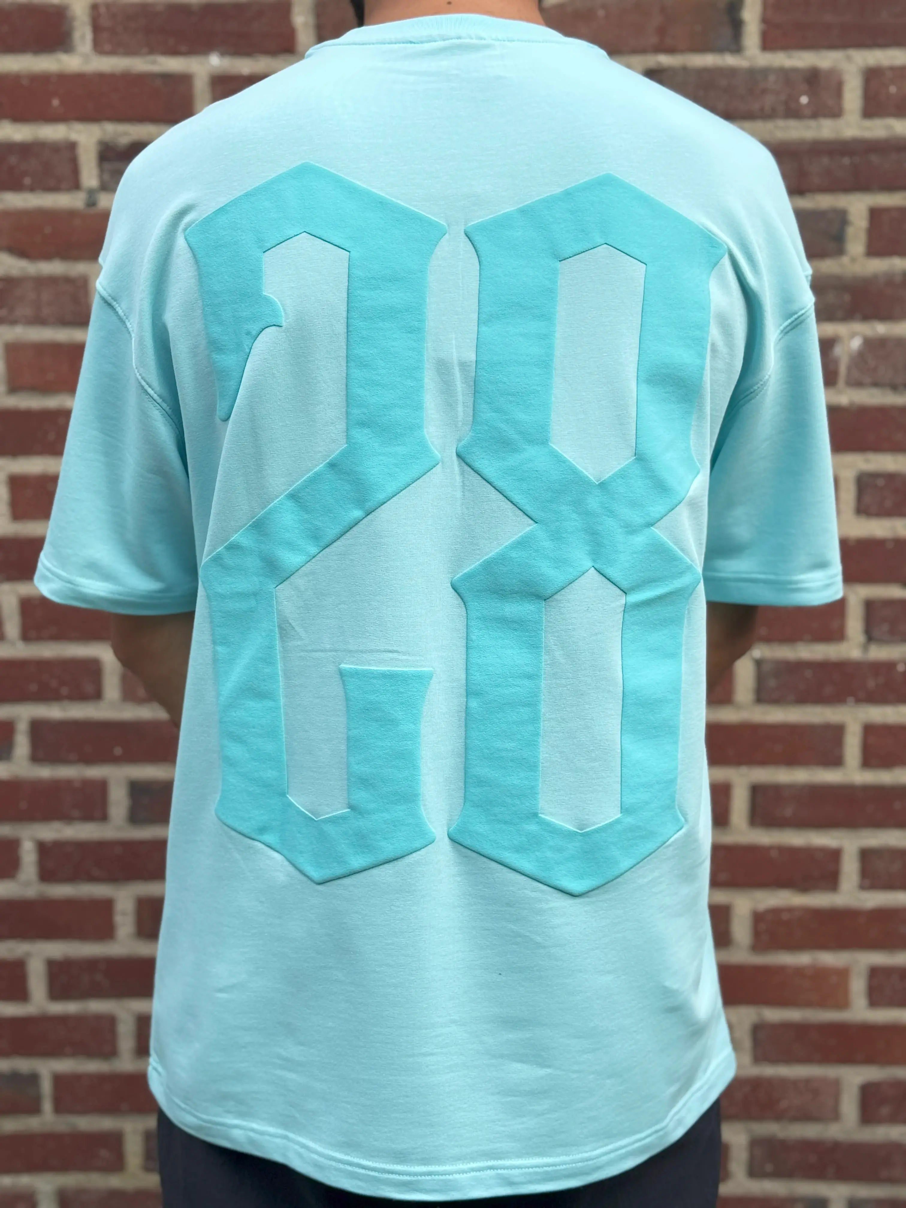 Turquoise Half Oversized T-Shirt – 28 Back Printed