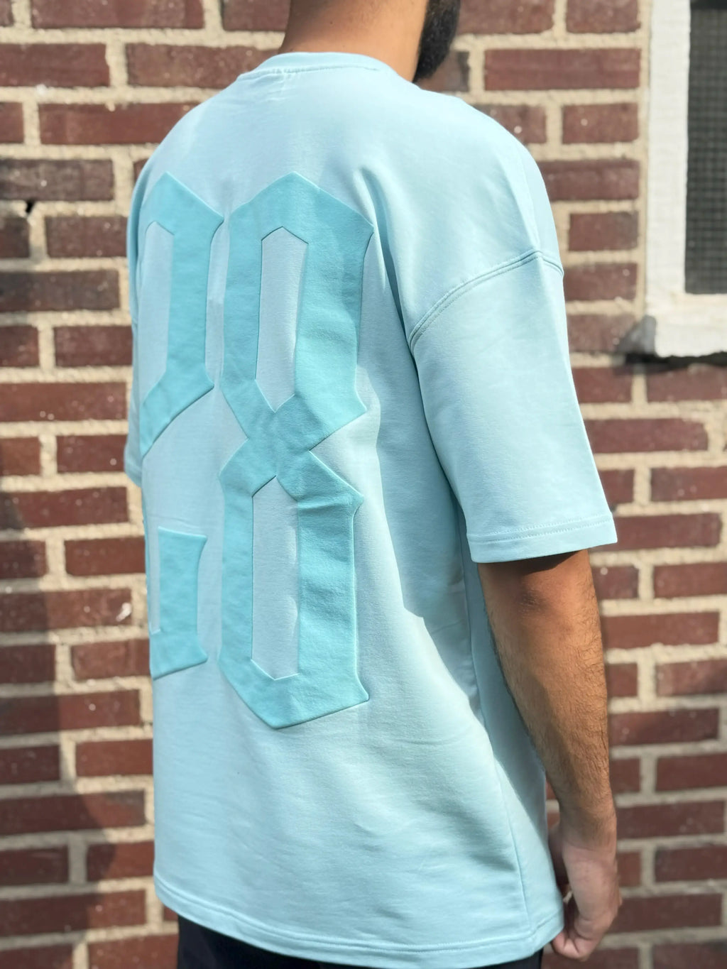 Turquoise Half Oversized T-Shirt – 28 Back Printed