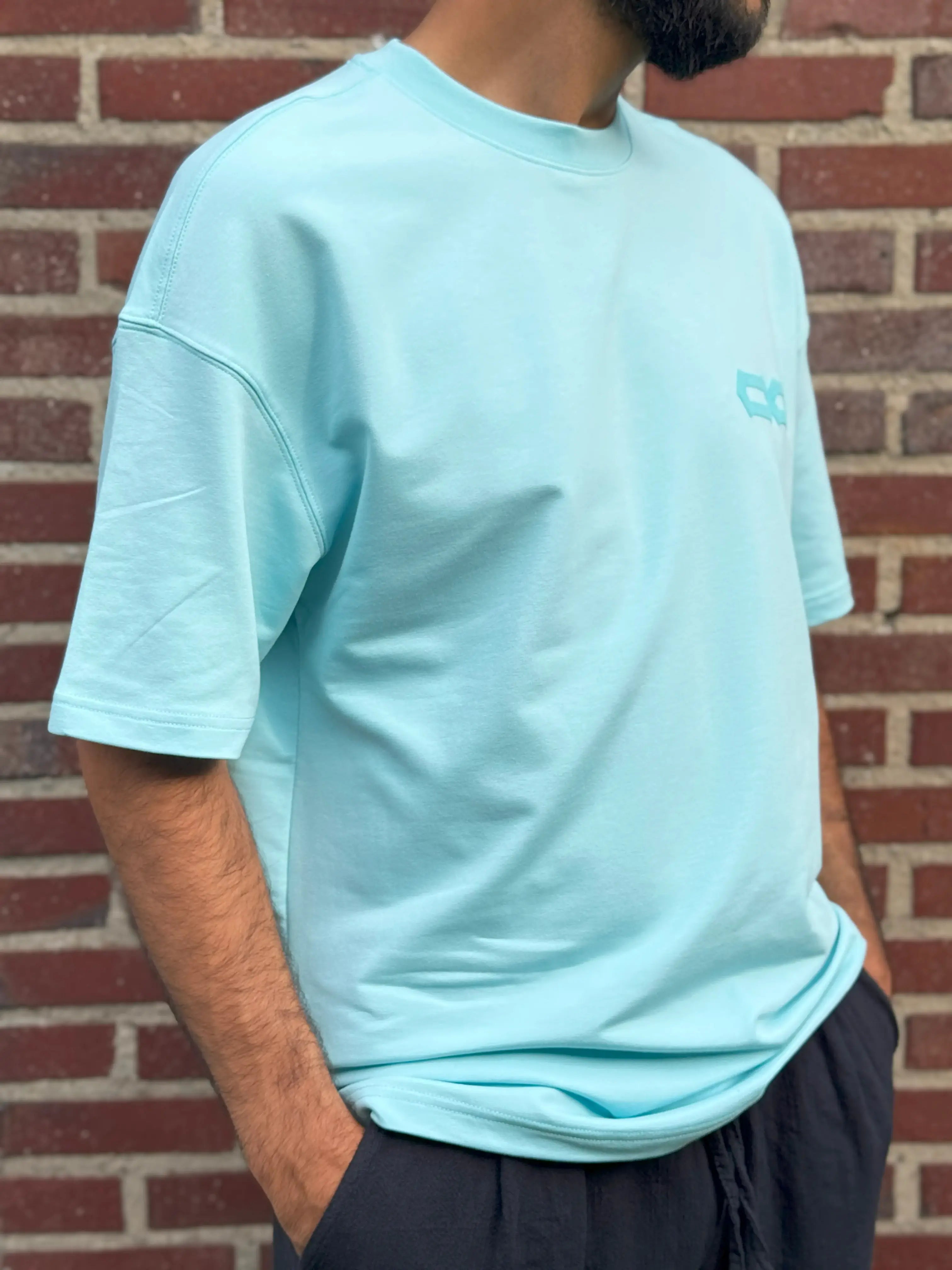 Turquoise Half Oversized T-Shirt – 28 Back Printed