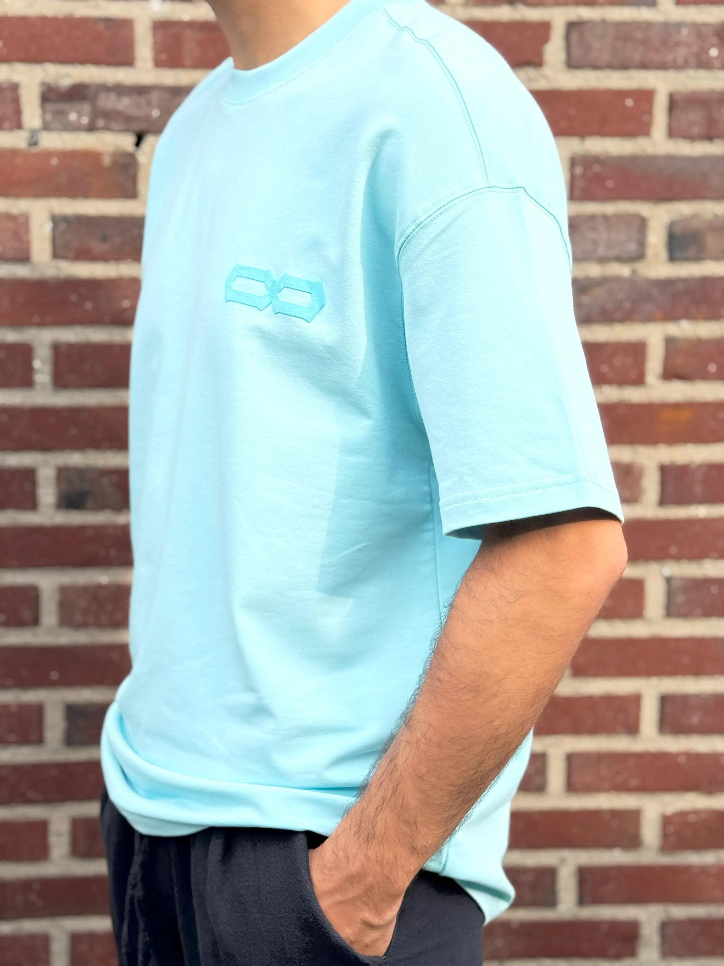 Turquoise Half Oversized T-Shirt – 28 Back Printed