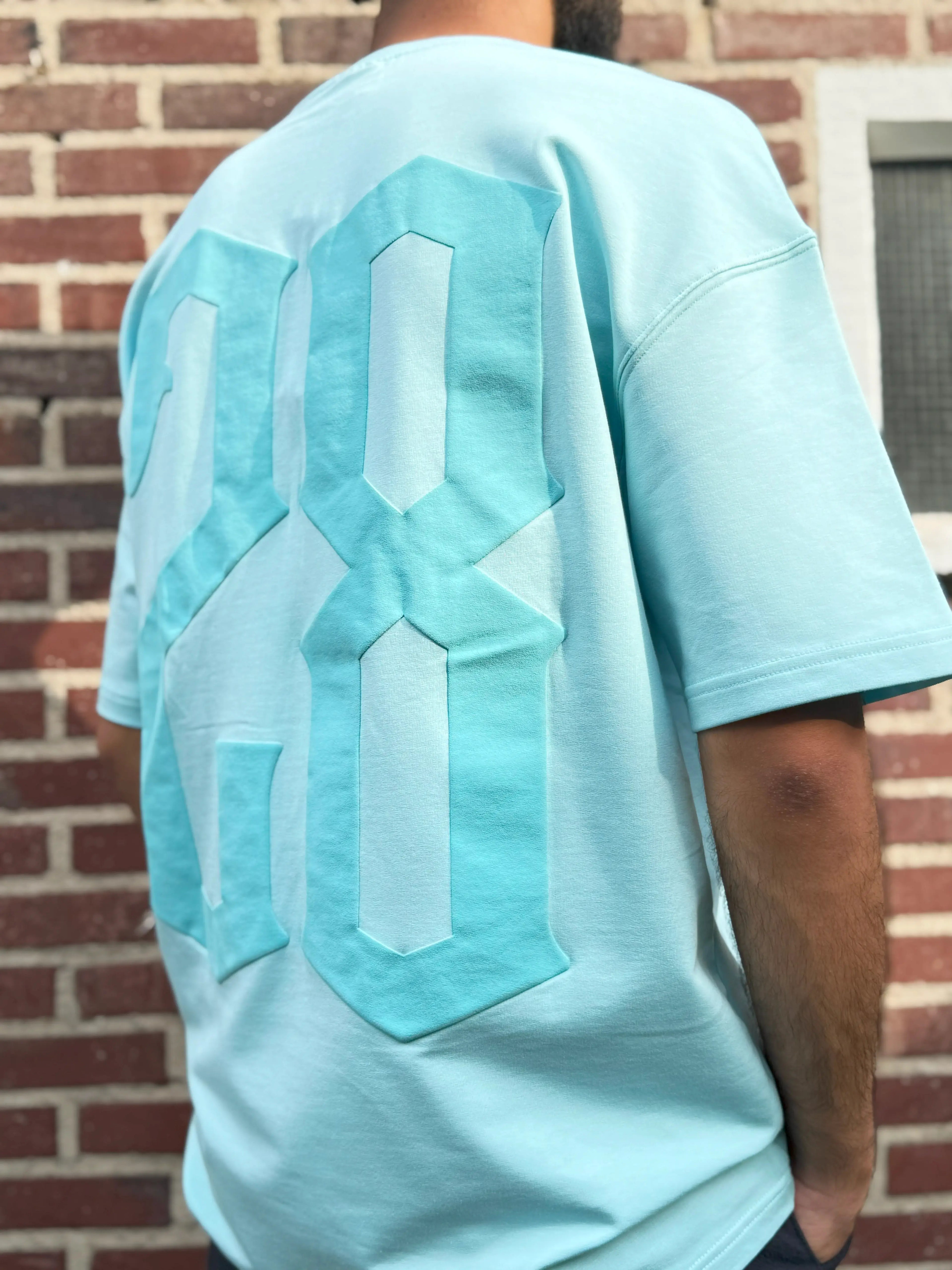 Turquoise Half Oversized T-Shirt – 28 Back Printed