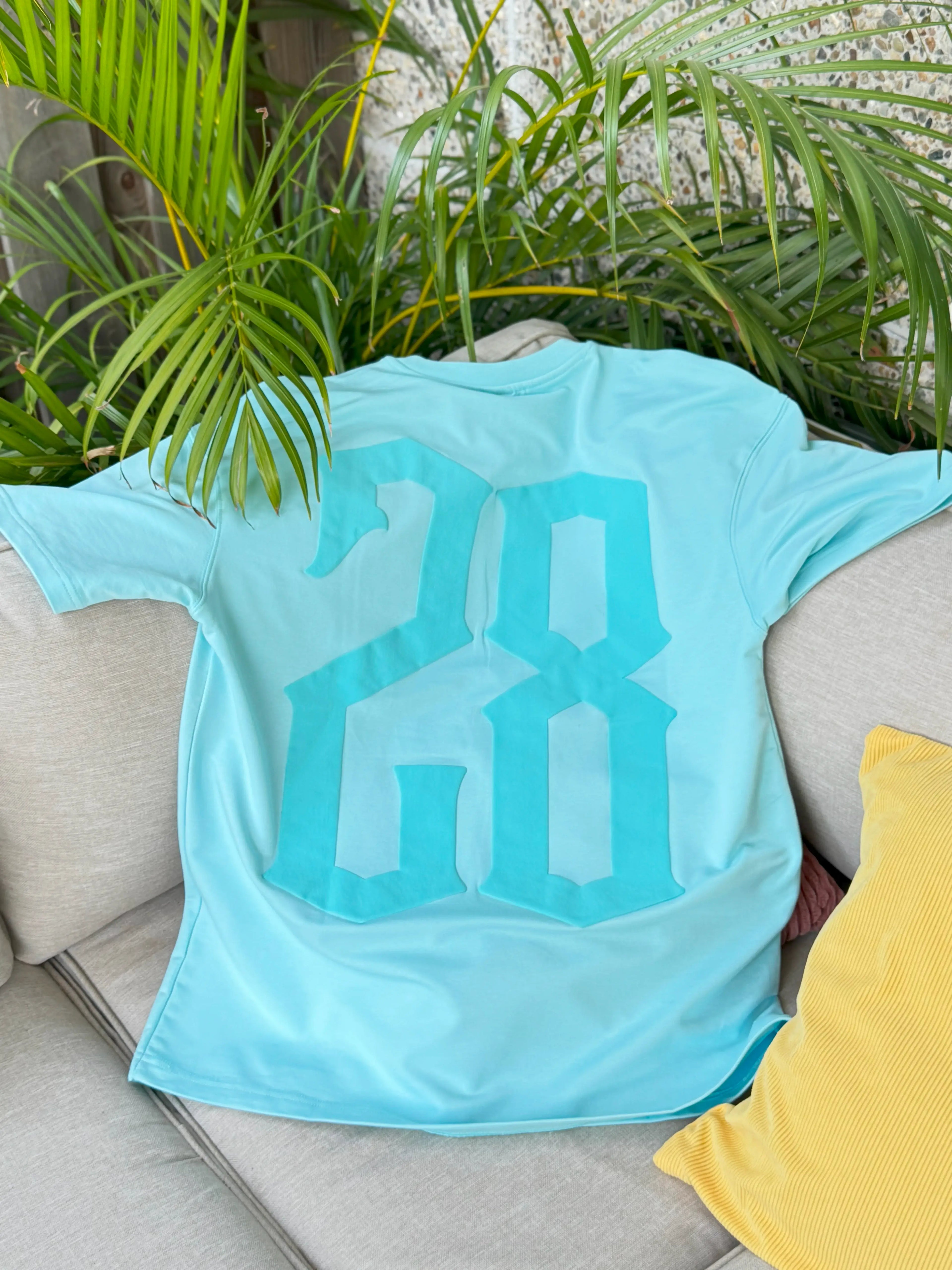 Turquoise Half Oversized T-Shirt – 28 Back Printed