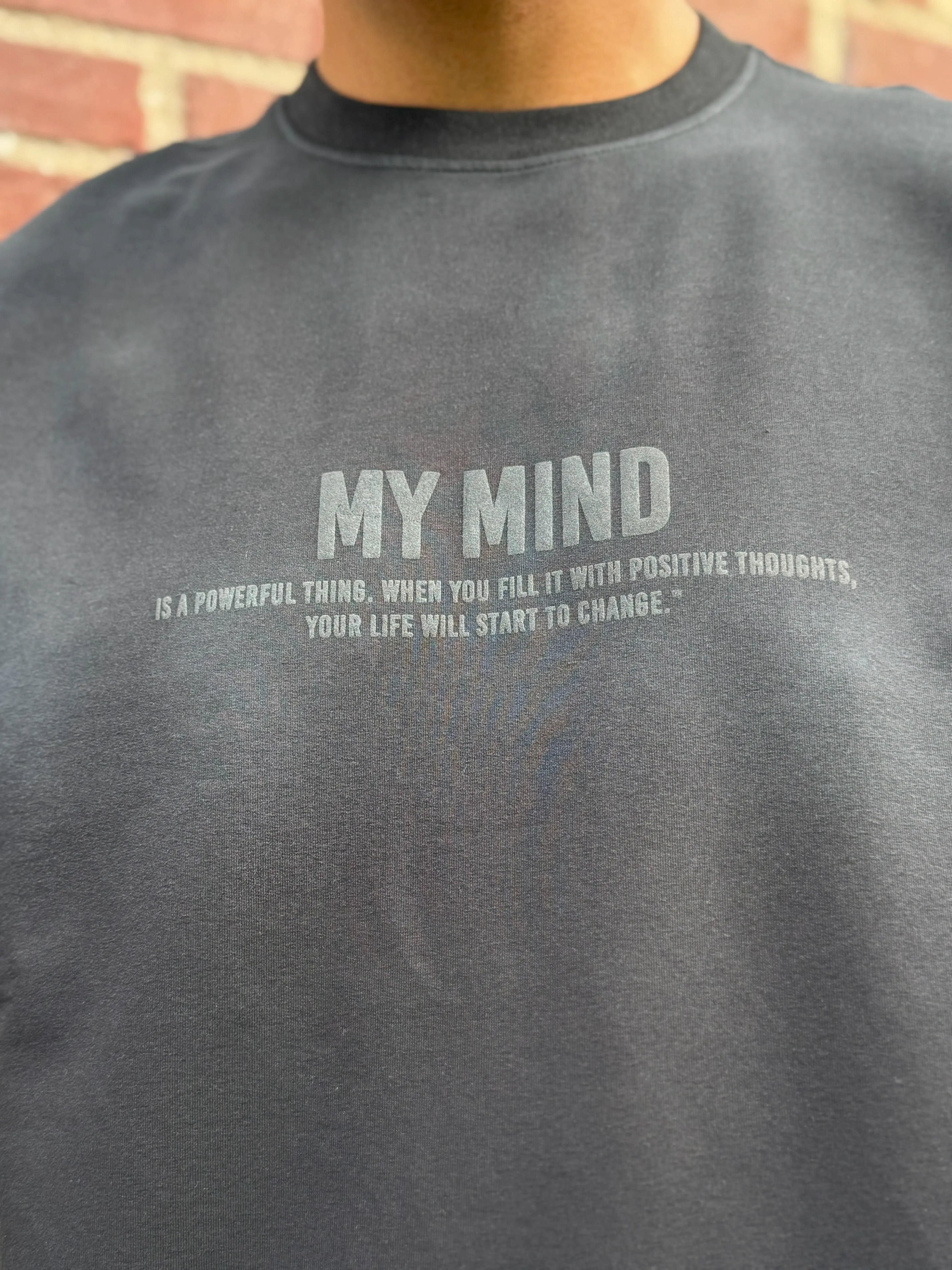 Black Half-Oversize T-Shirt – MY MIND Front Print