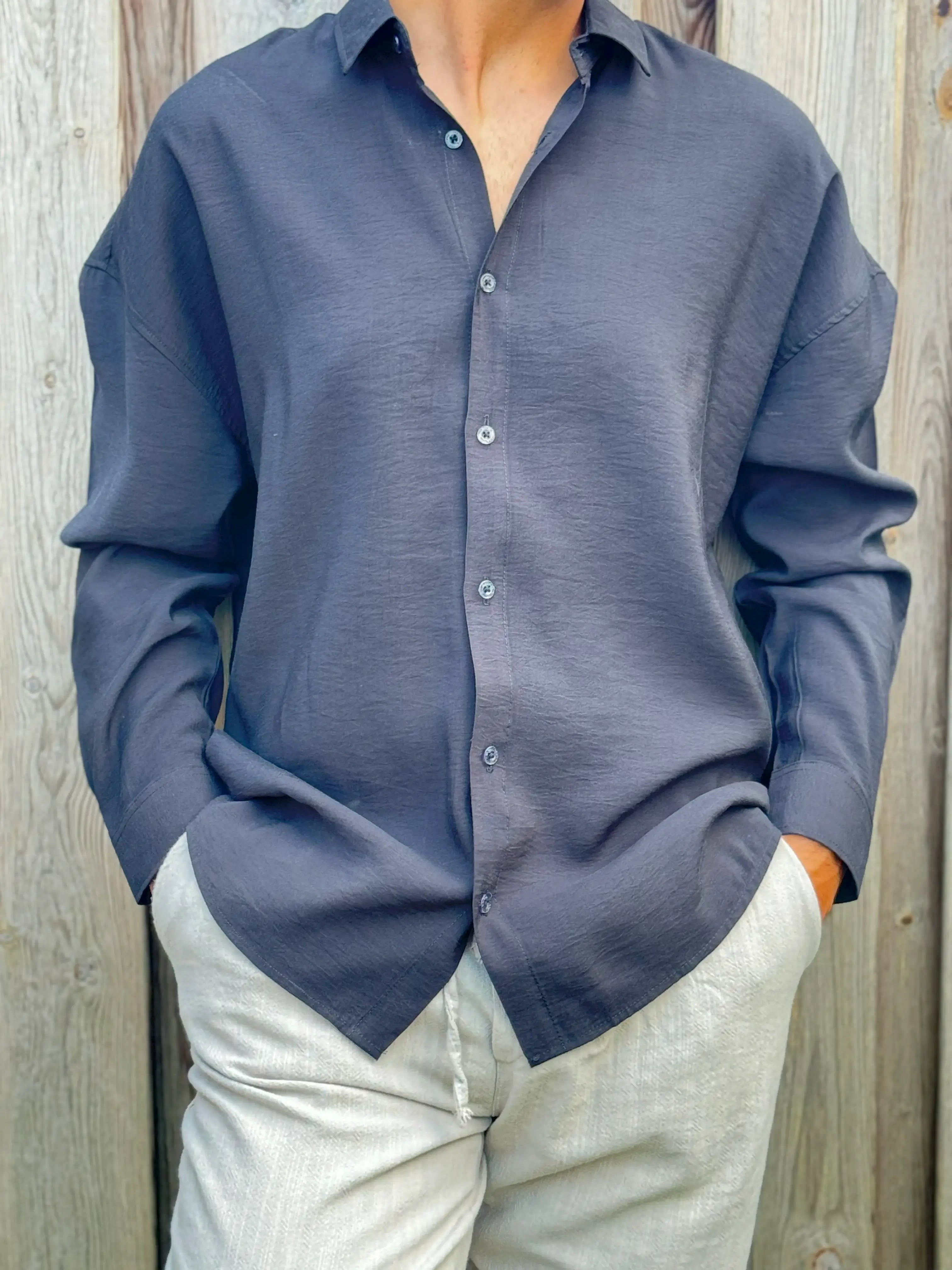 Oversized Black Modal Shirt