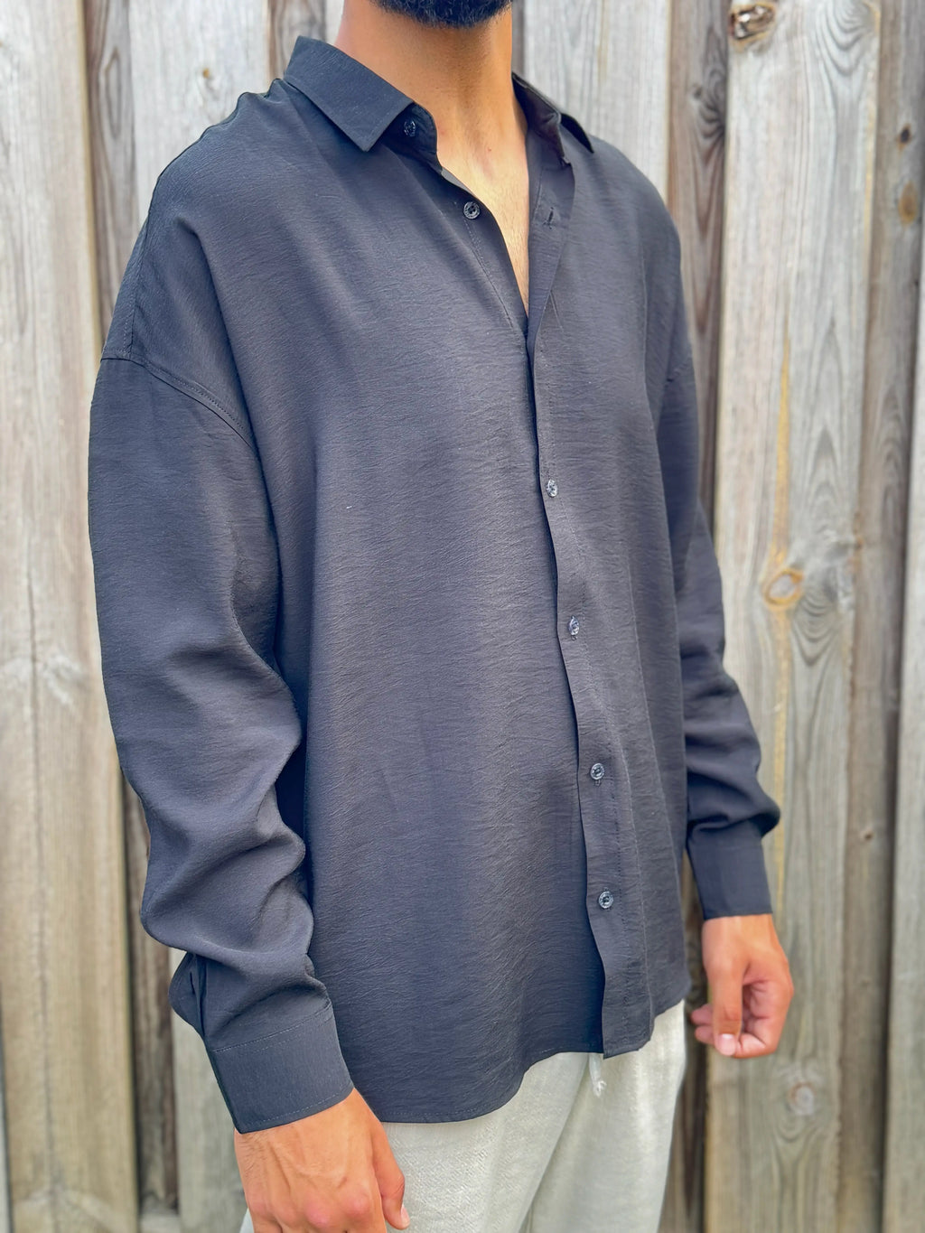 Oversized Black Modal Shirt