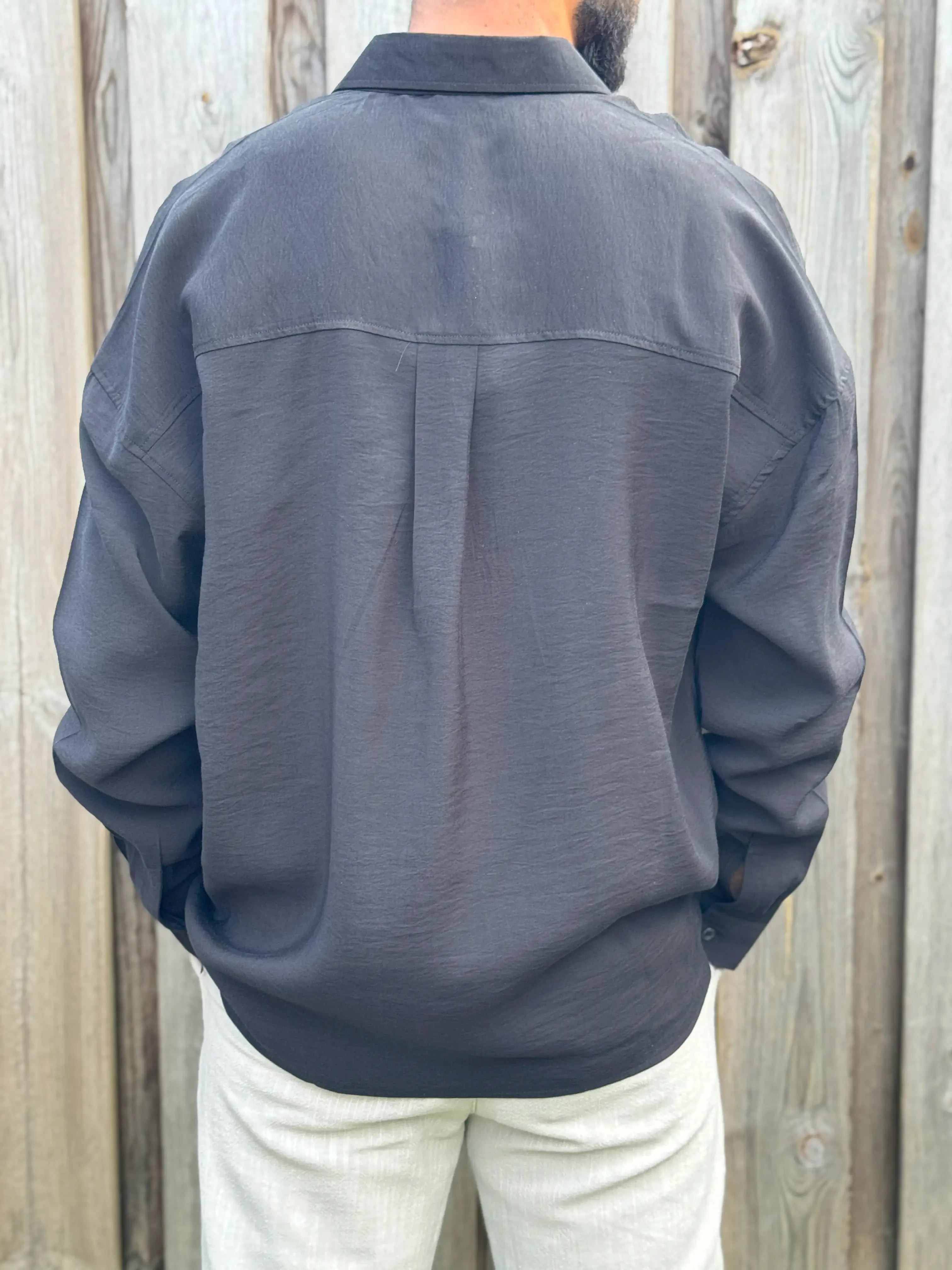 Oversized Black Modal Shirt