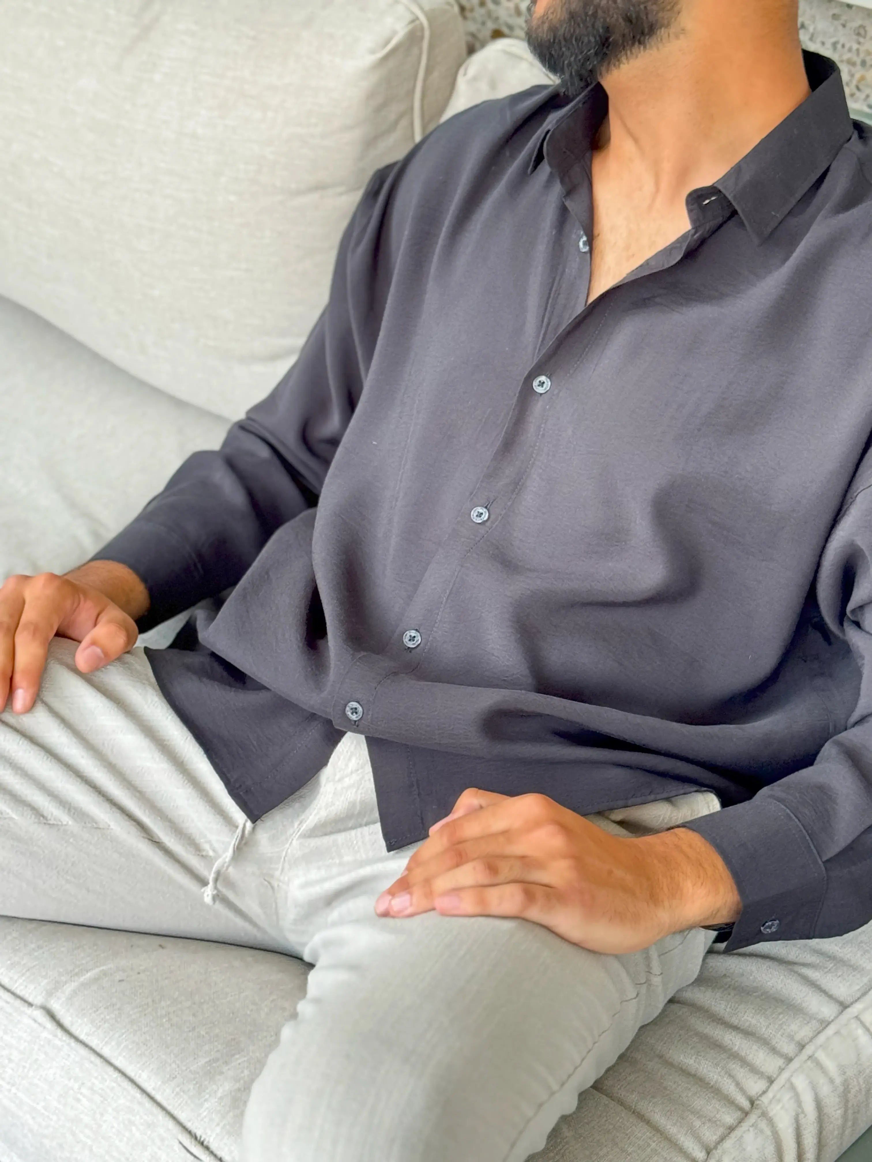 Oversized Black Modal Shirt