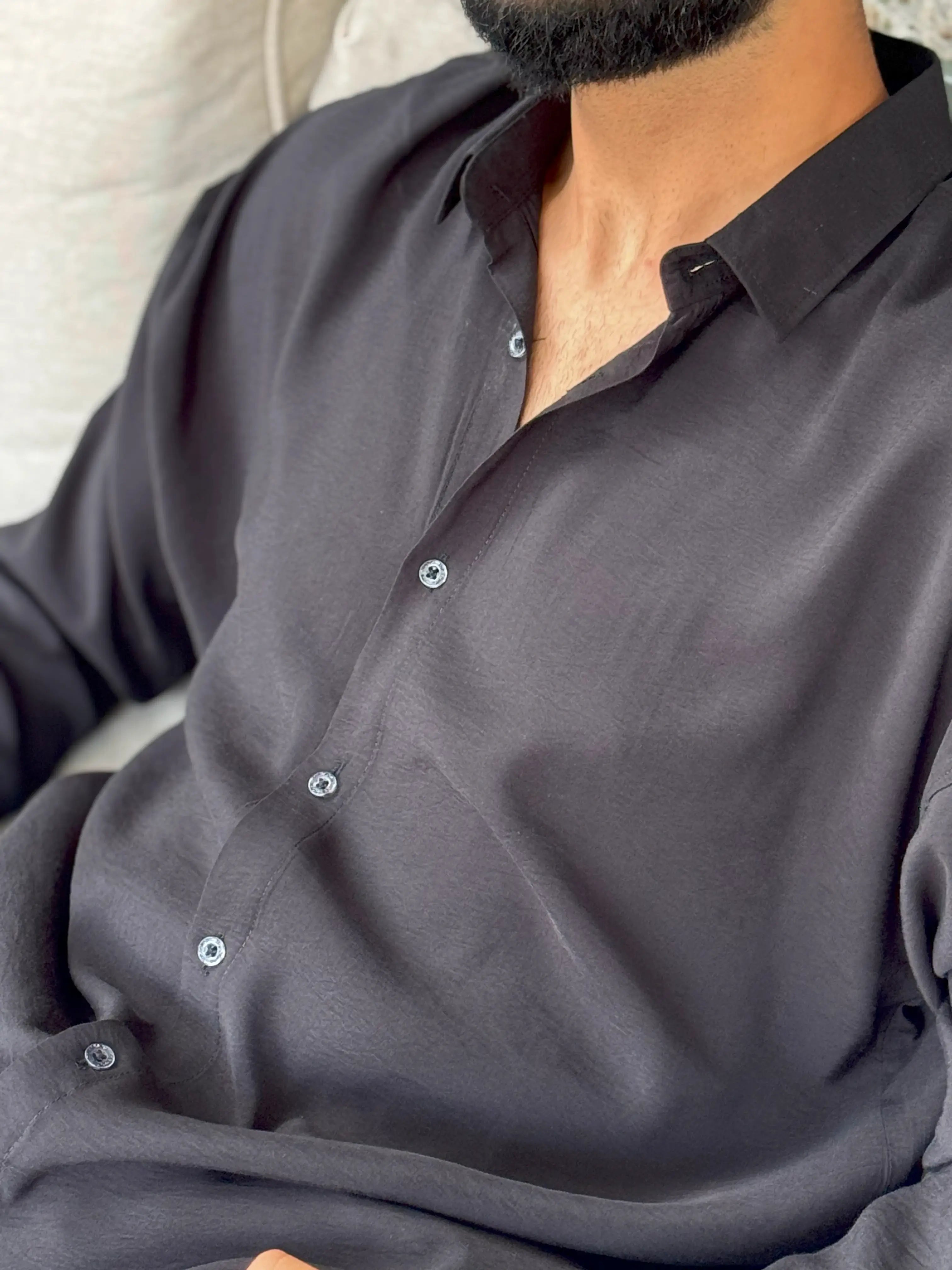 Oversized Black Modal Shirt