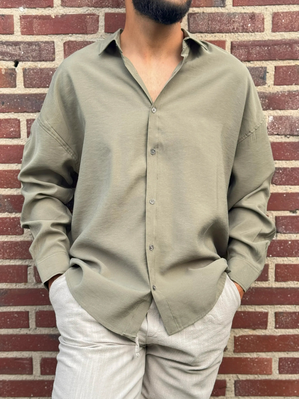 Oversized Khaki Modal Shirt