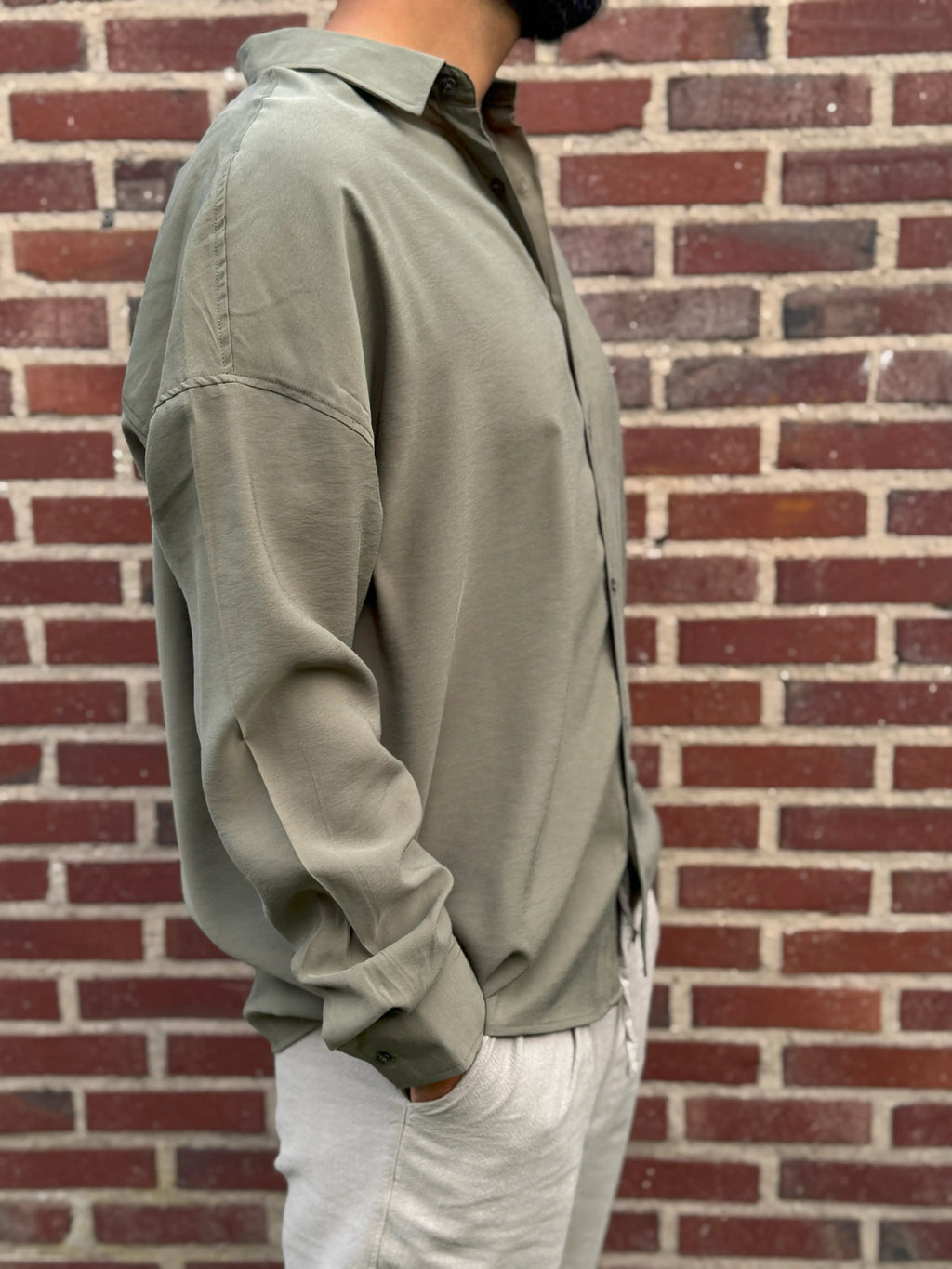 Oversized Khaki Modal Shirt