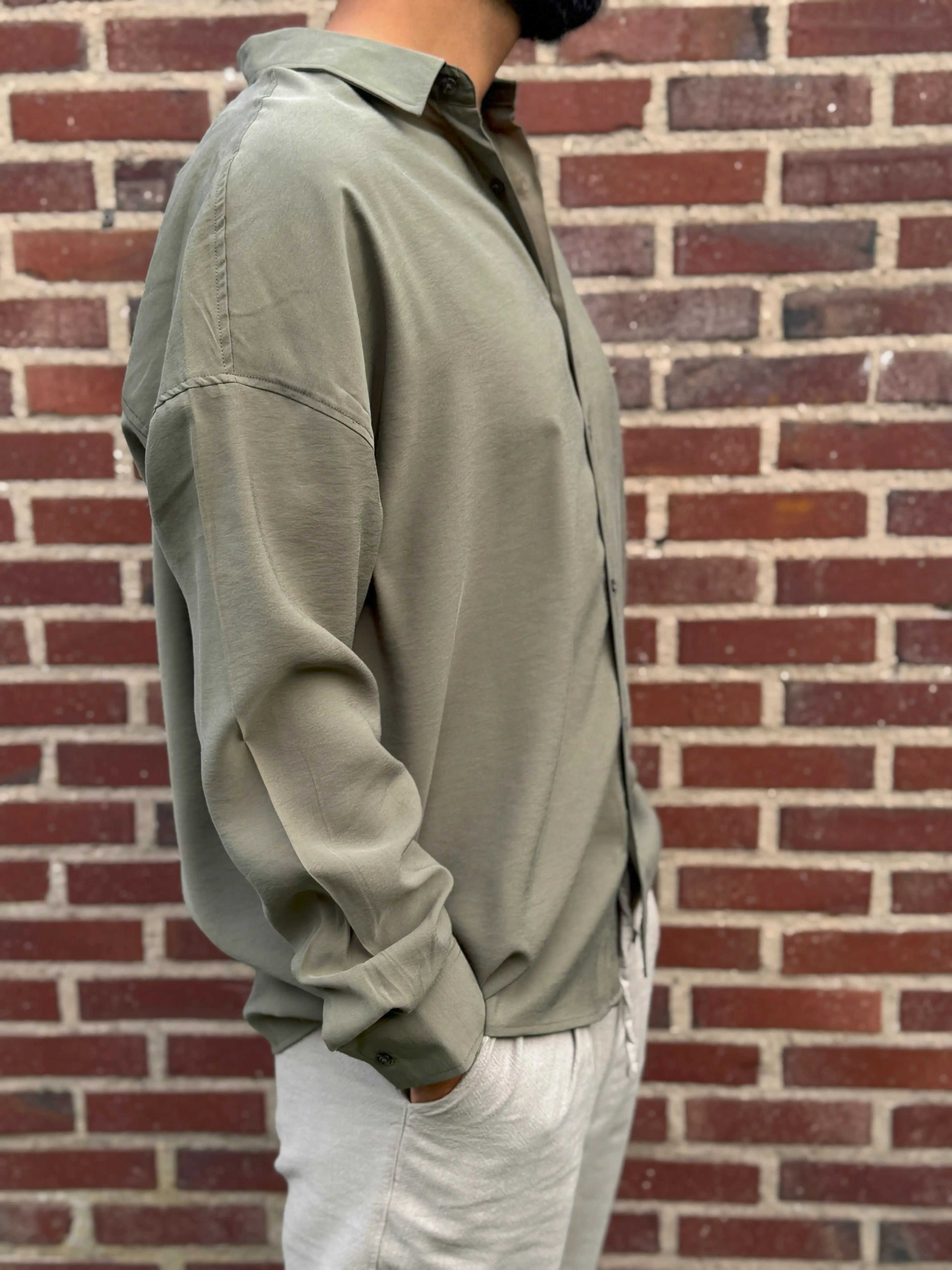 Oversized Khaki Modal Shirt