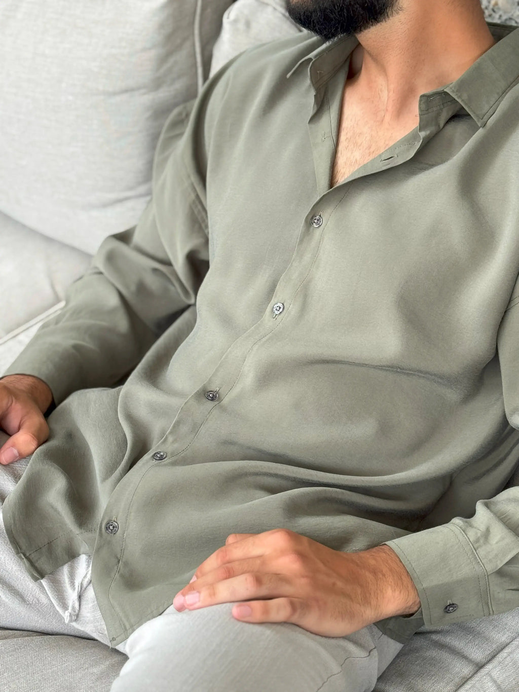 Oversized Khaki Modal Shirt