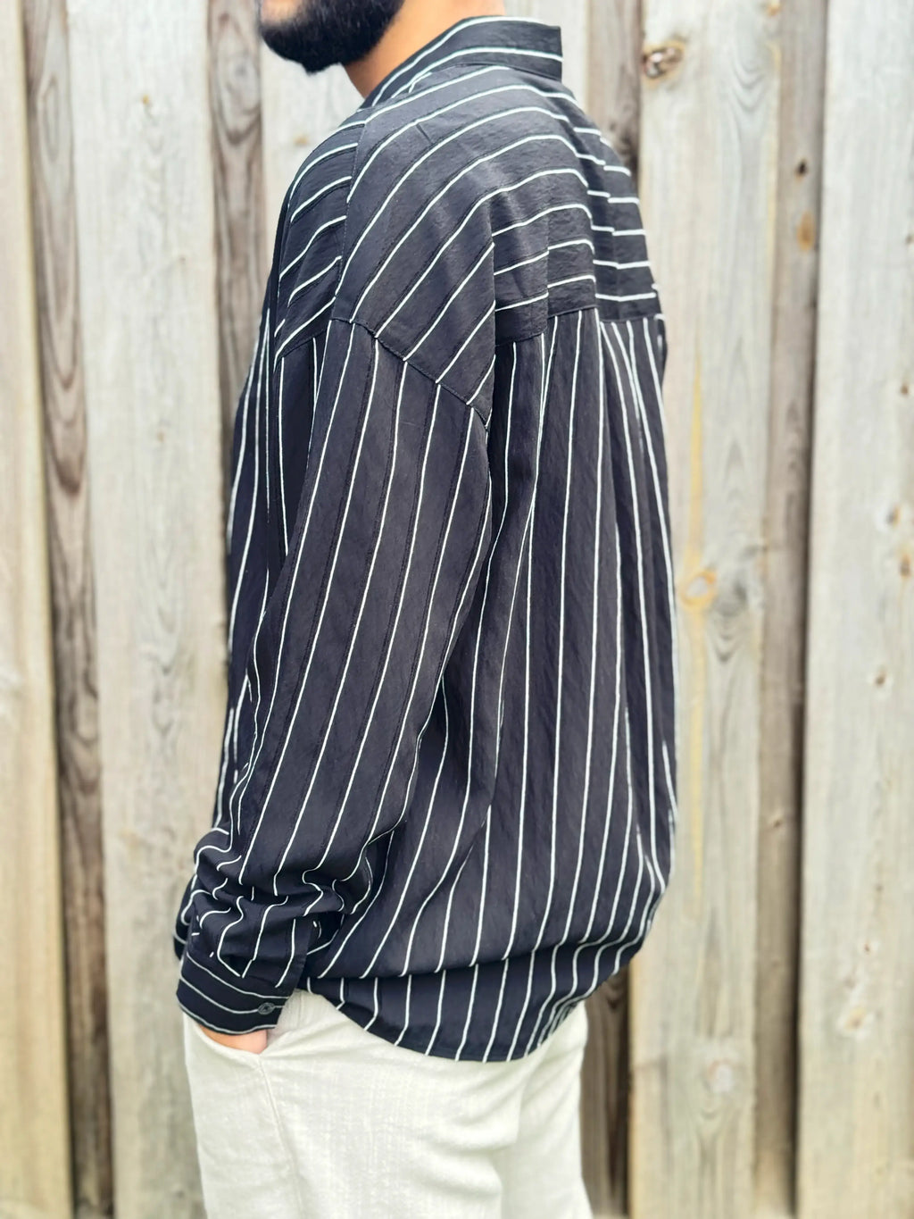 Oversized Black Pinstripe Shirt