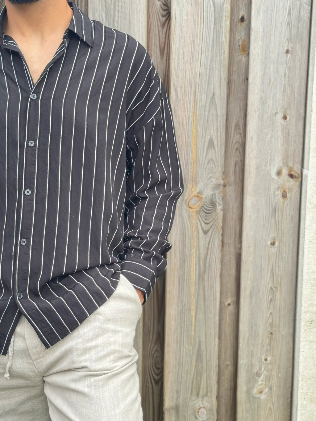 Oversized Black Pinstripe Shirt