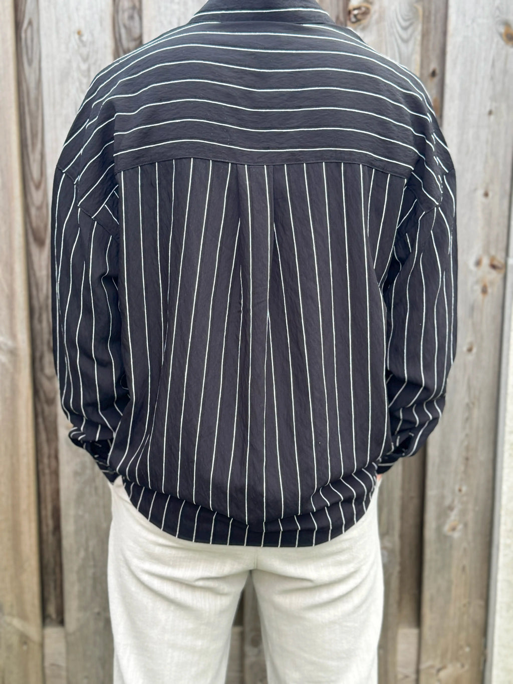 Oversized Black Pinstripe Shirt