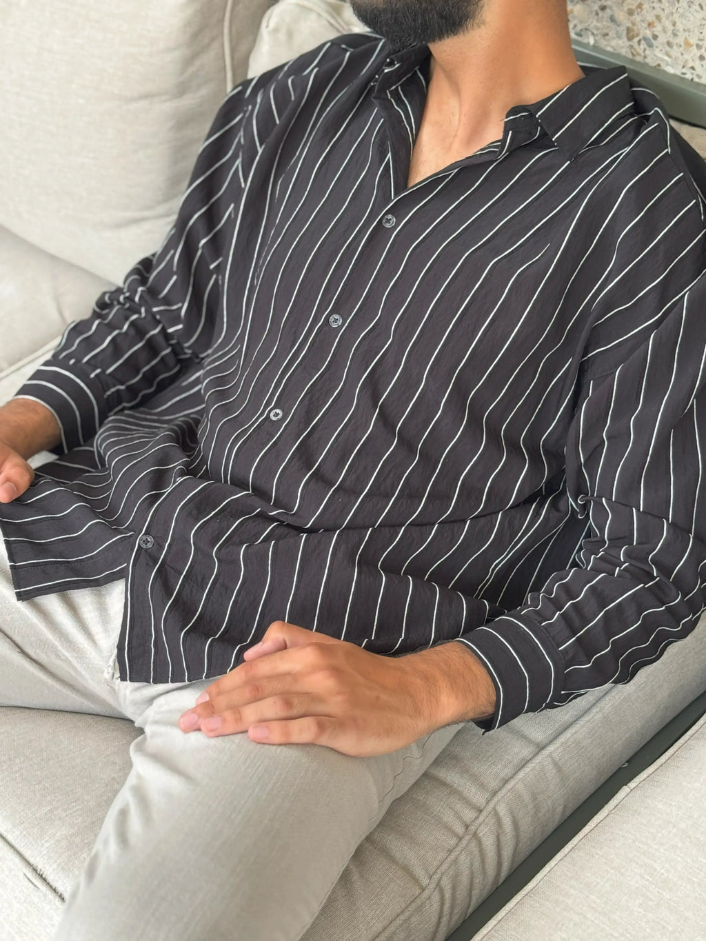 Oversized Black Pinstripe Shirt
