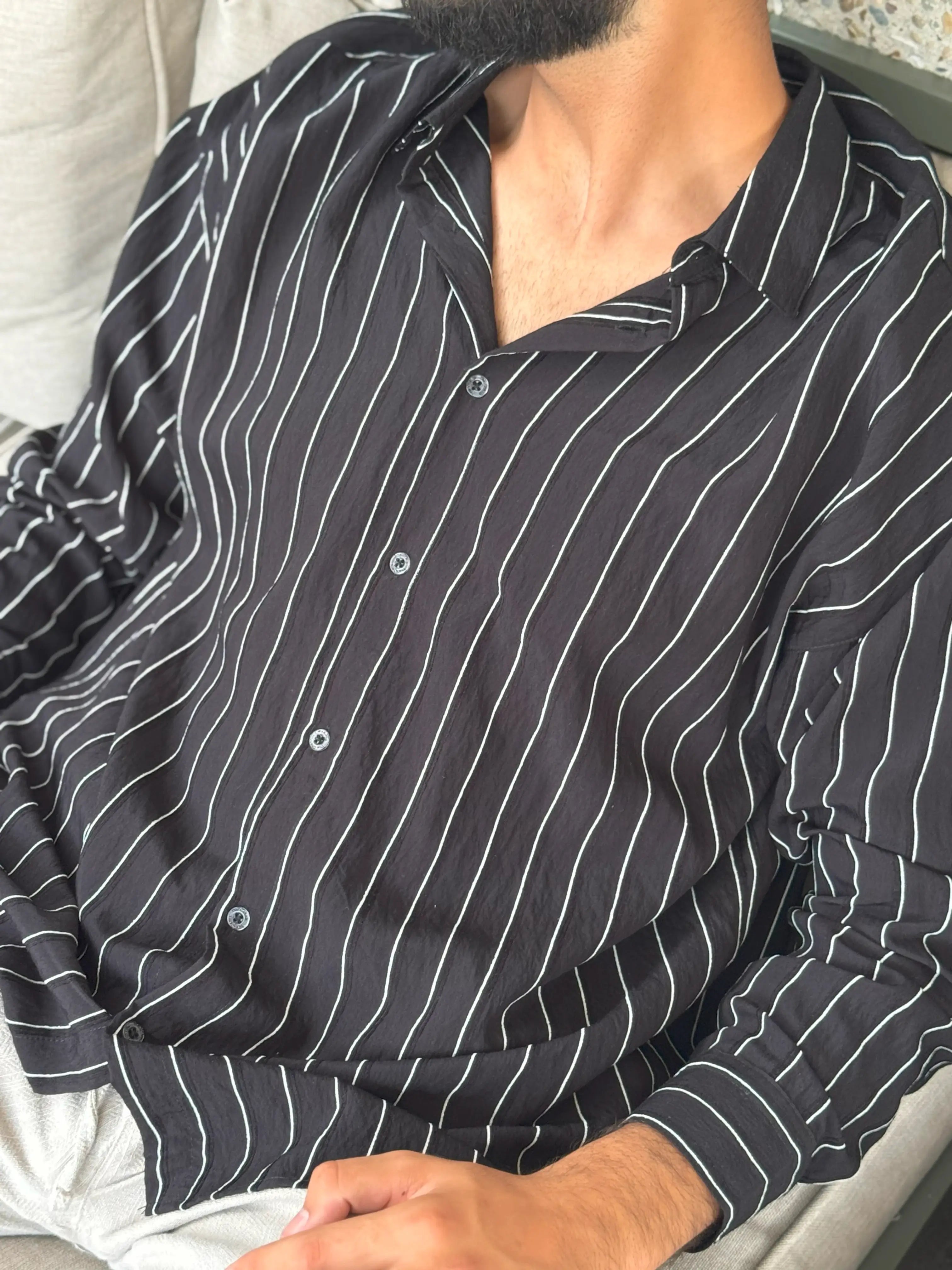 Oversized Black Pinstripe Shirt