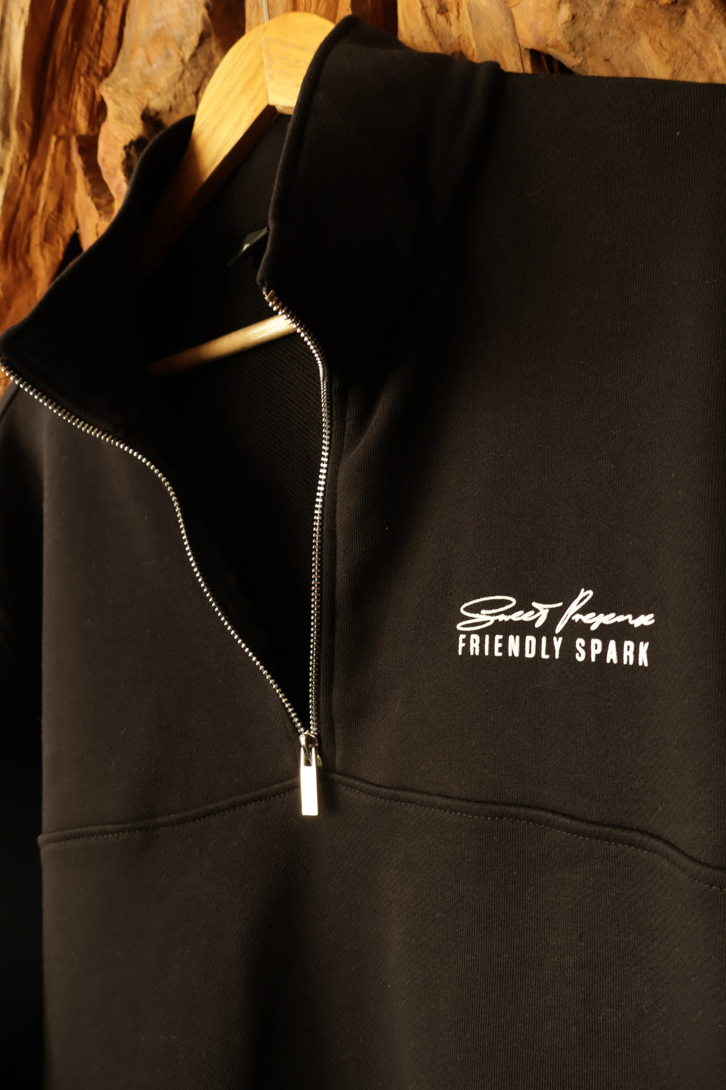 Zip-Up Polo Sweatshirt – Black